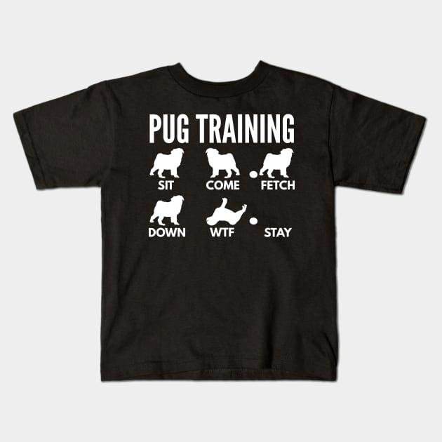 Pug Training - Pug Tricks Kids T-Shirt by DoggyStyles